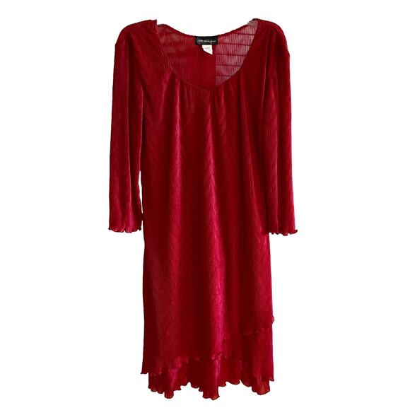 Vintage 90s All That Jazz Deep Red Crinkle Dress Sz12 - Picture 1 of 10